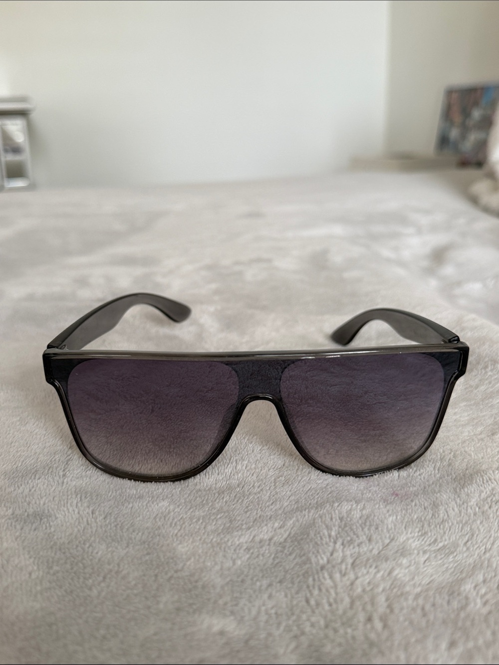 Classic Black Shield Sunglasses with Gradient Smoke Lenses